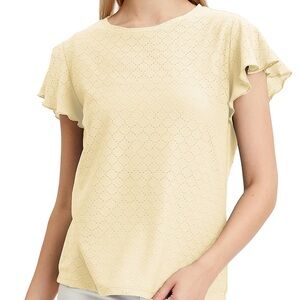 Point Zero women Ruffle-Sleeve Embroidered Top, Medium, spring, summers, NWT